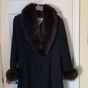 Lambs wool coat with fox fur trim